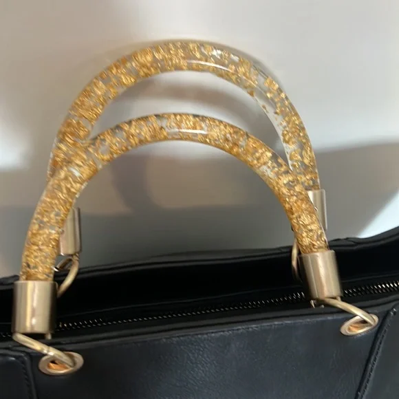 Vintage Betsey Johnson Black Bag with Gold Accents - Picture 4 of 11